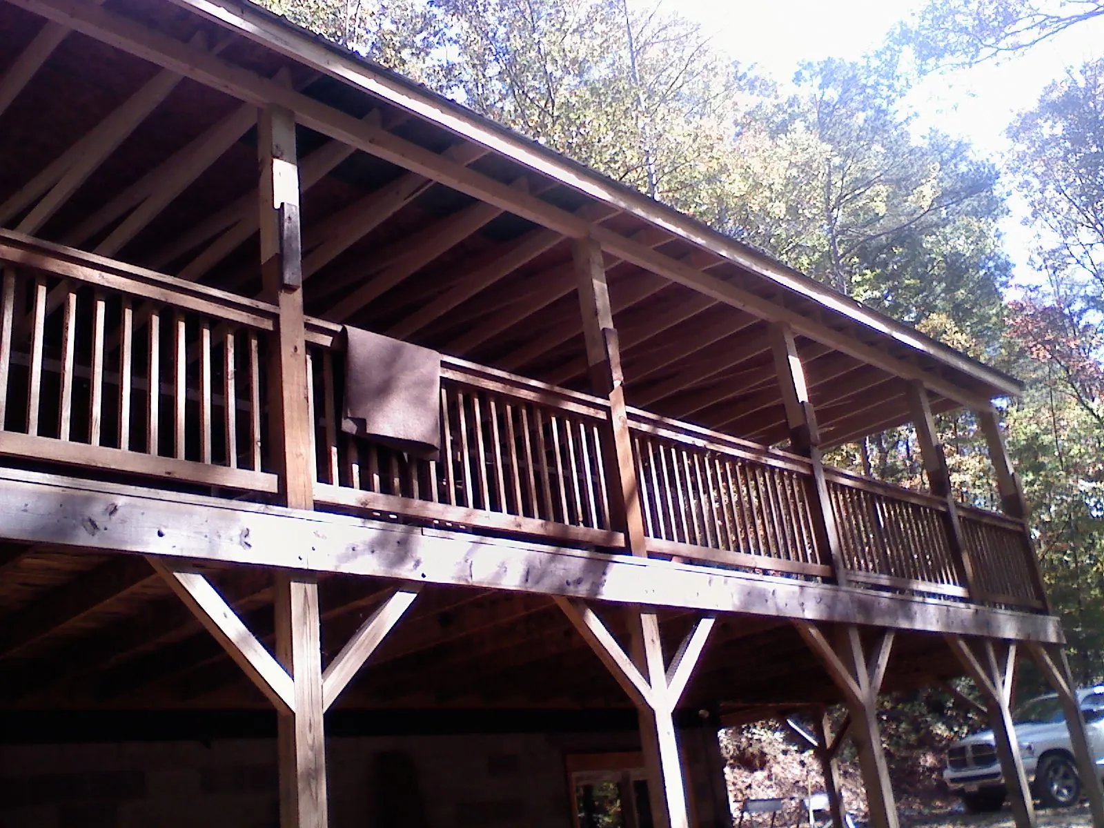 Timber framing under a new elevated porch and deck — Roof Leak Repair in Greeneville by Roofing Brothers